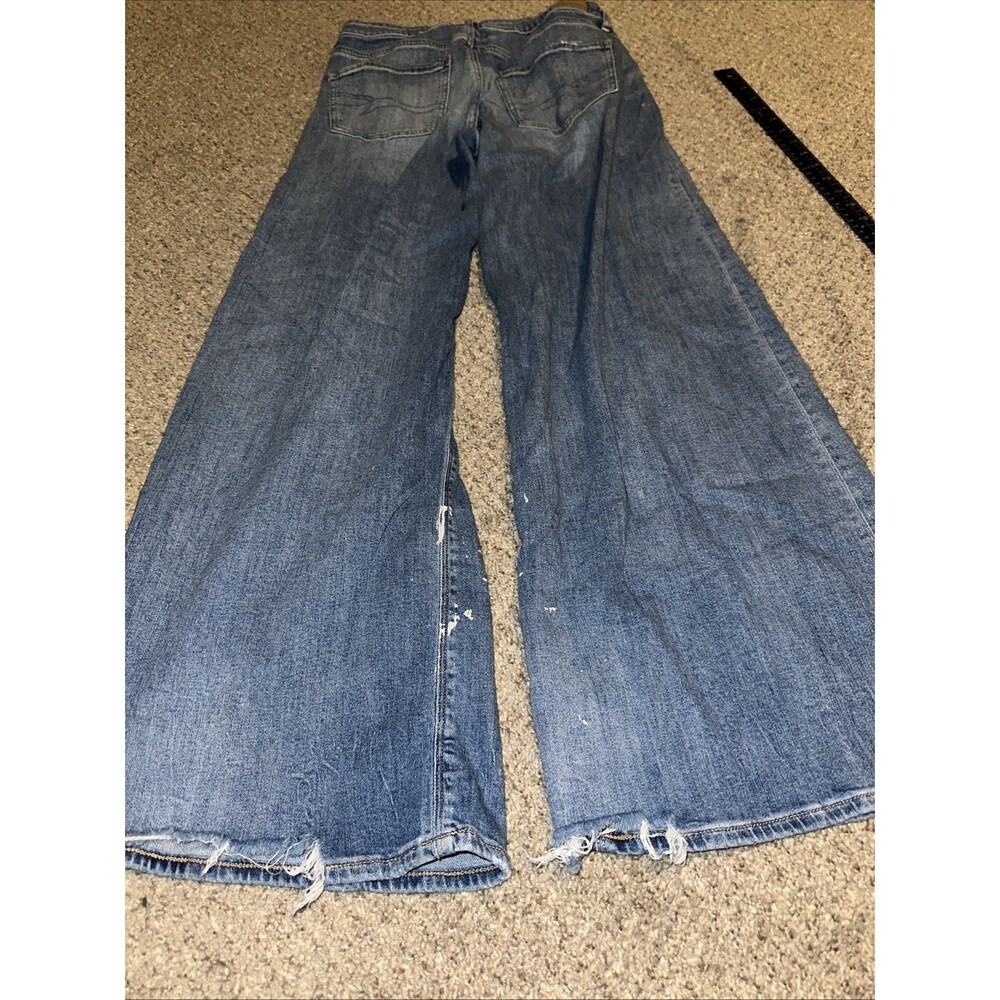 American Eagle Ultra Wide Leg Jeans Size 4 Super High Rise Baggy Distressed - Picture 9 of 10